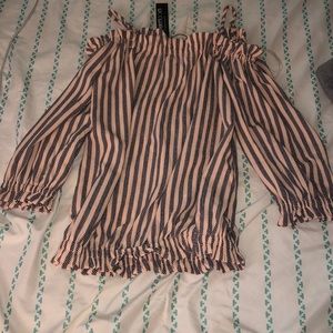 Light Pink and Black “Cold shoulder” Blouse